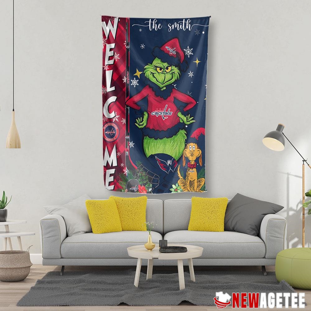 Washington Capitals Grinch Welcome Christmas Personalized Garden House Flag