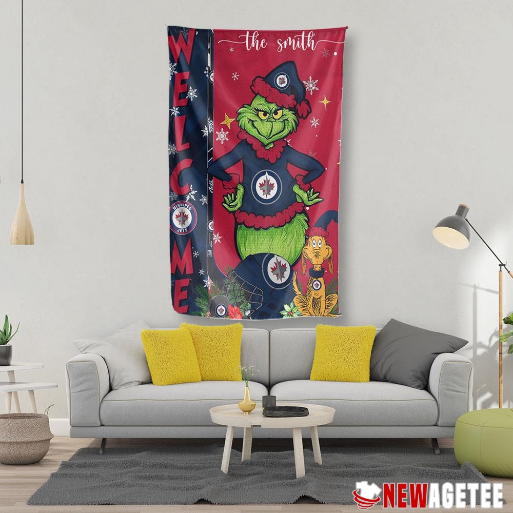 Winnipeg Jets Grinch Welcome Christmas Personalized Garden House Flag