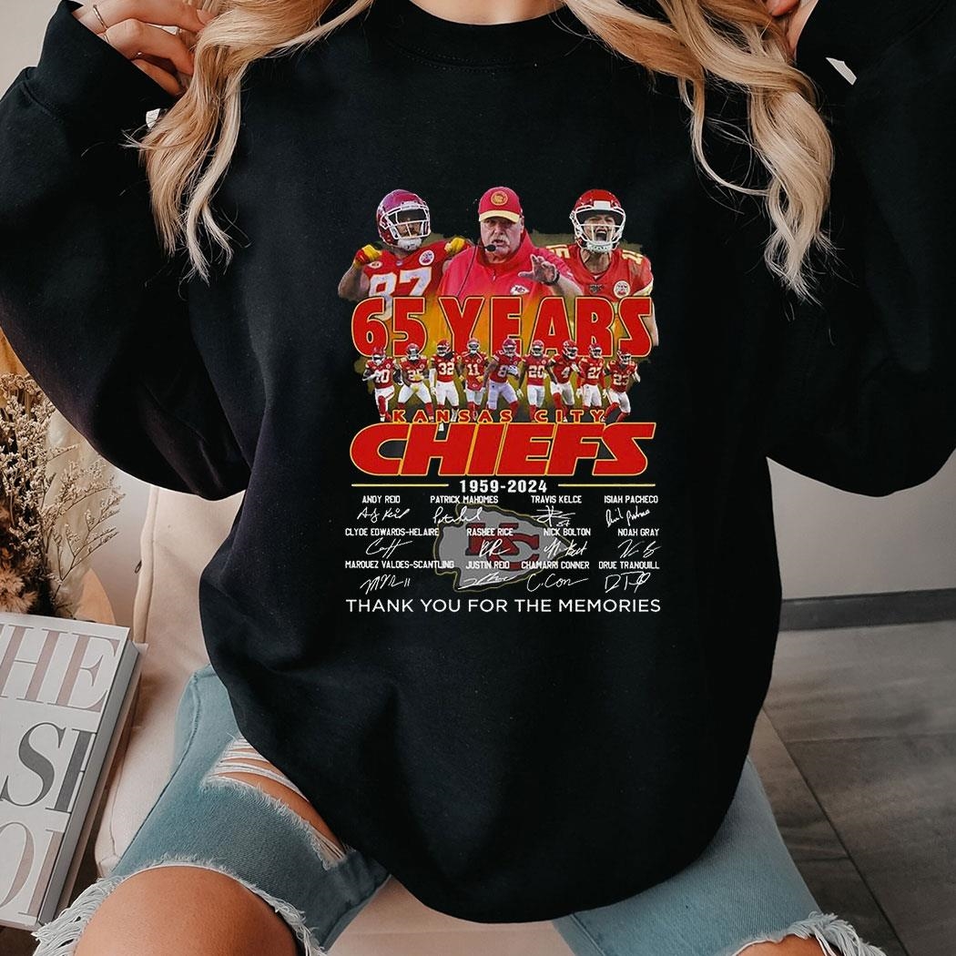 Kansas City Chiefs 65 Years 1959 – 2024 Thank You For The Memories Shirt Hoodie