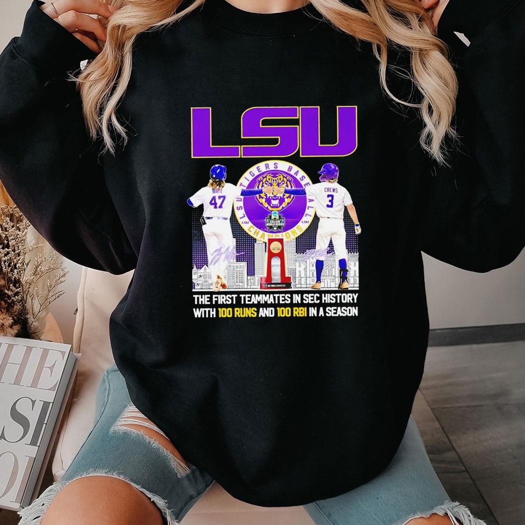 Lsu Tigers Baseball 47 Tommy White 3 Dylan Crews Players Signatures Shirt Hoodie