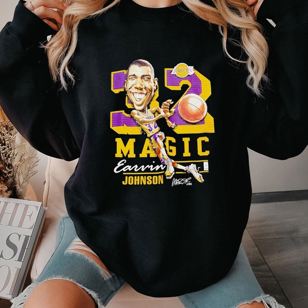 Magic Johnson Los Angeles Lakers Magic Caricature Signature Shirt Hoodie