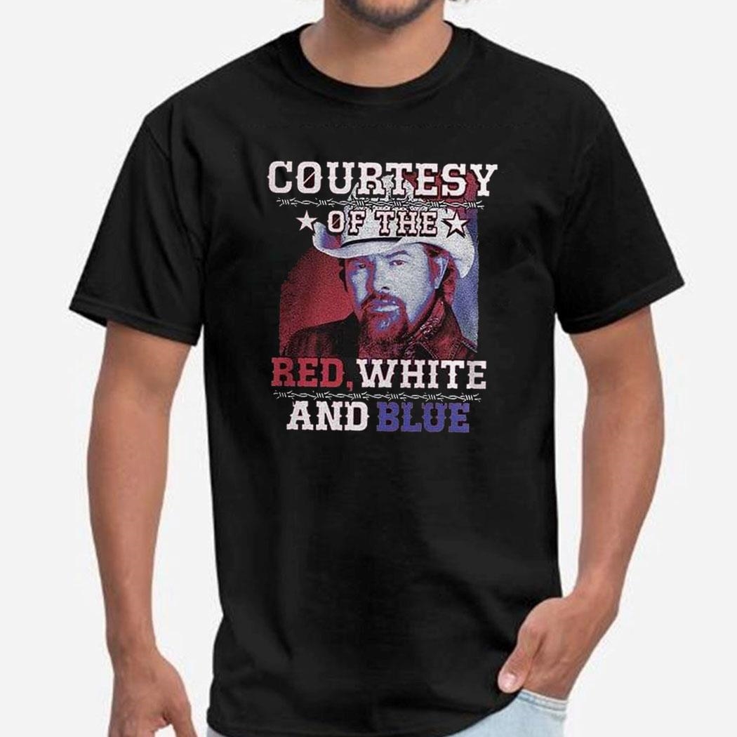 Courtesy Of The Red White And Blue Razor Wire Toby Keith Tribute Shirt Ladies Tee