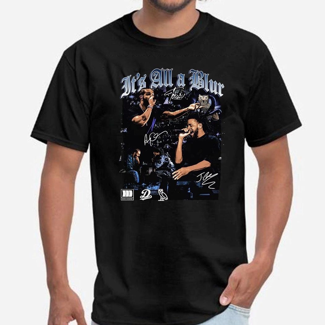 Official Its All A Blur Tour Shirt Big As The What 2024 Tour Drake J Cole Fan Rap T Shirt Ladies Tee