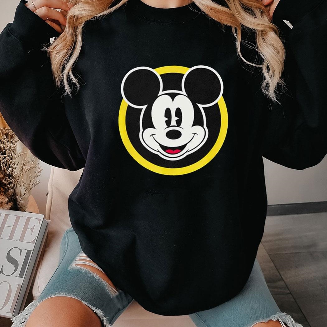 Mickey Face In Yellow Circle Shirt Hoodie