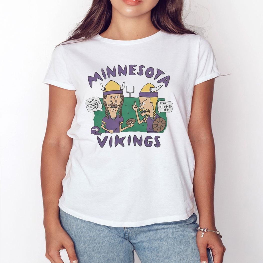 Beavis And Butt-head X Minnesota Vikings Uhh Vikings Rule T-shirt Ladies Tee