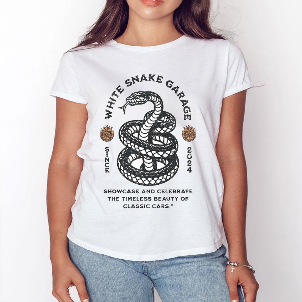 White Snake Garage Since 2024 Showcase And Celebrate The Timeless Beauty Of Classic Cars Shirt Hoodie