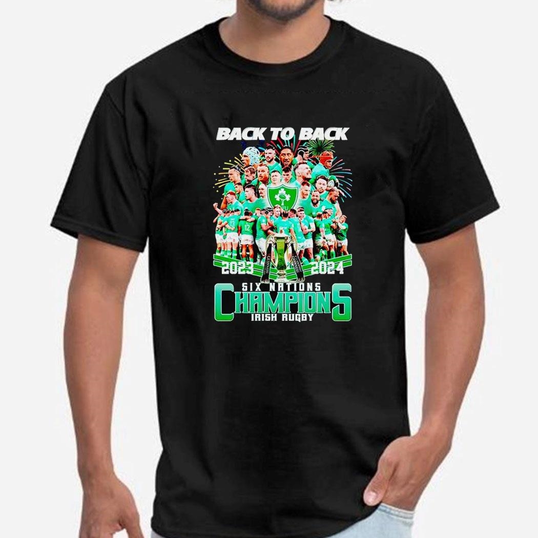 2024 Back To Back Six Nations Champions Irish Rugby Tee Long Sleeve Shirt