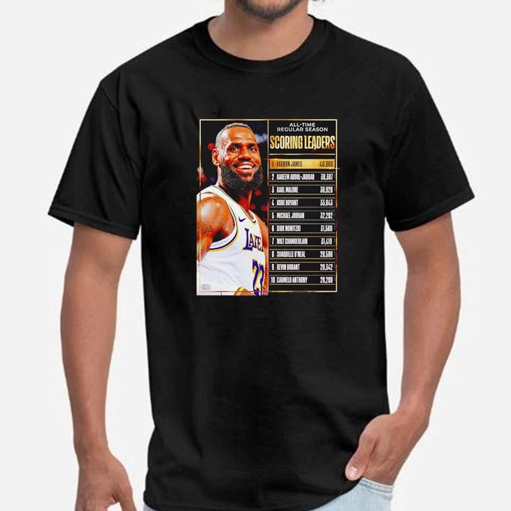 All-time Regular Season Scoring Leaders 1 Lebron James 40000 Tee Shirt Copy