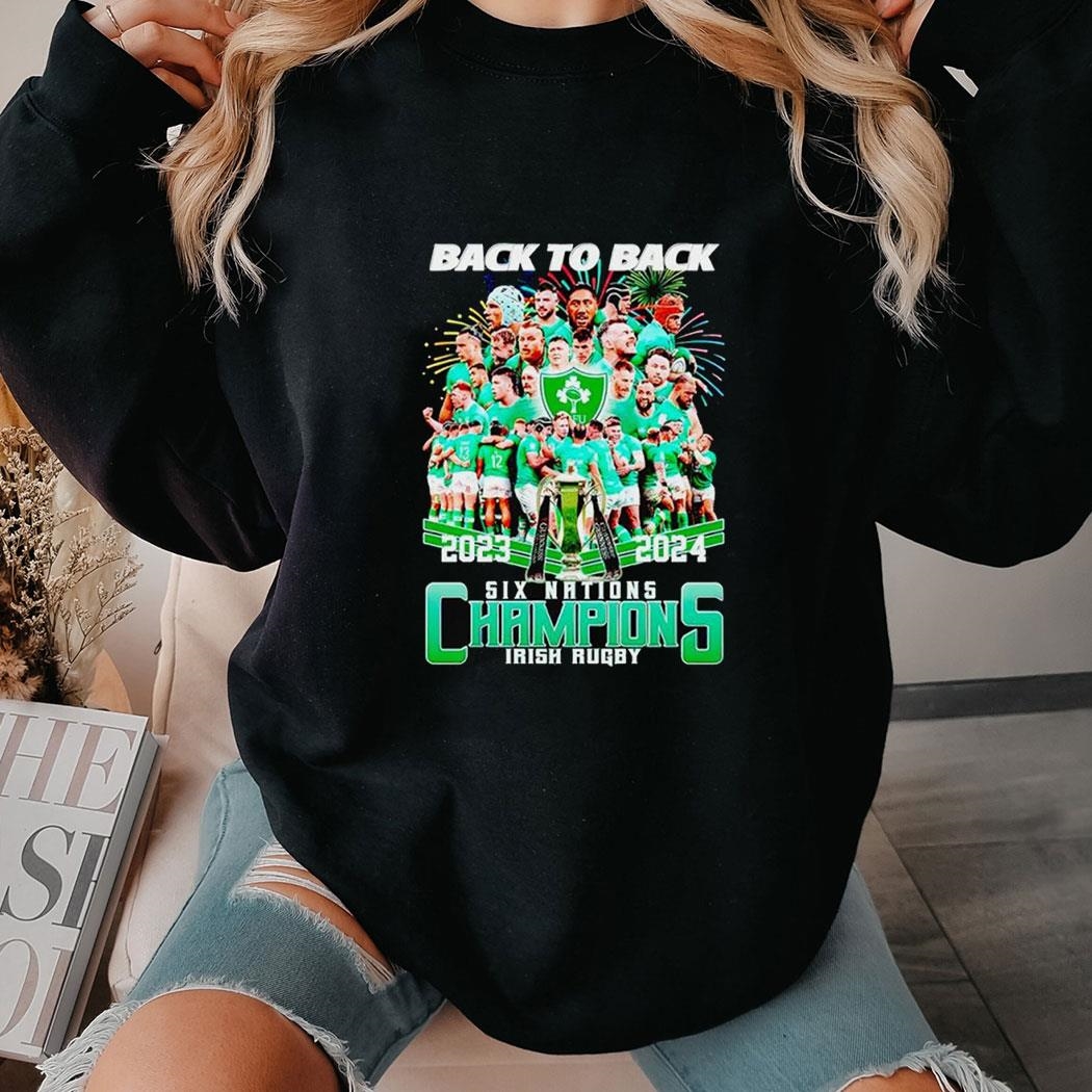 2024 Back To Back Six Nations Champions Irish Rugby Tee Long Sleeve Shirt