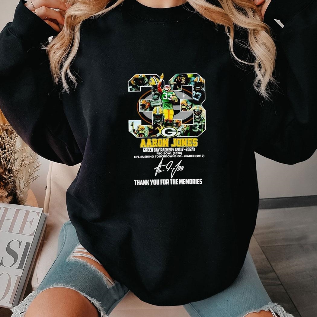 Aaron Jones Green Bay Packers 2017-2024 Thank You For The Memories T-shirt Hoodie Ladies Tee