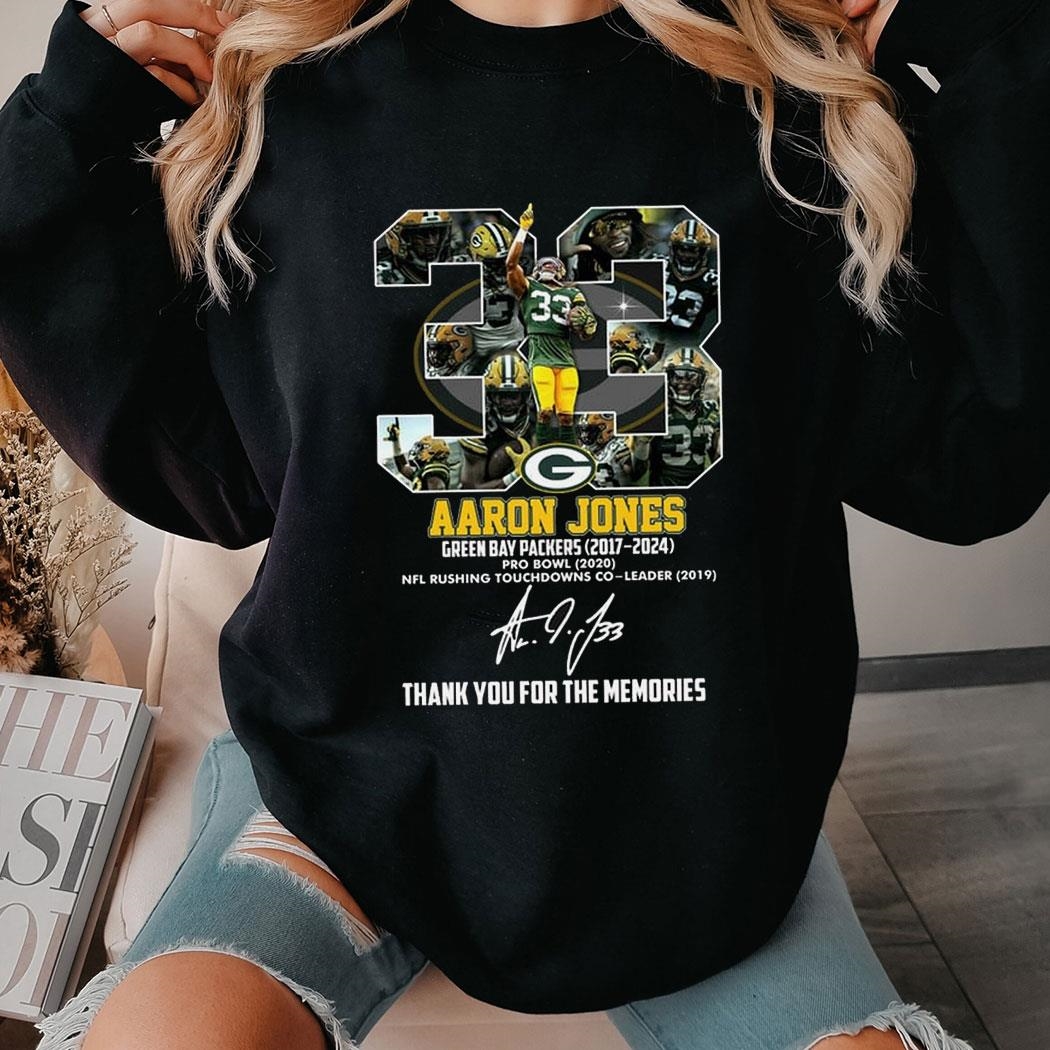 Aaron Jones Green Bay Packers 2017-2024 Thank You For The Memories Signature Shirt Hoodie Ladies Tee