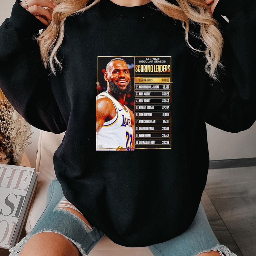 All-time Regular Season Scoring Leaders 1 Lebron James 40000 Tee Shirt Copy