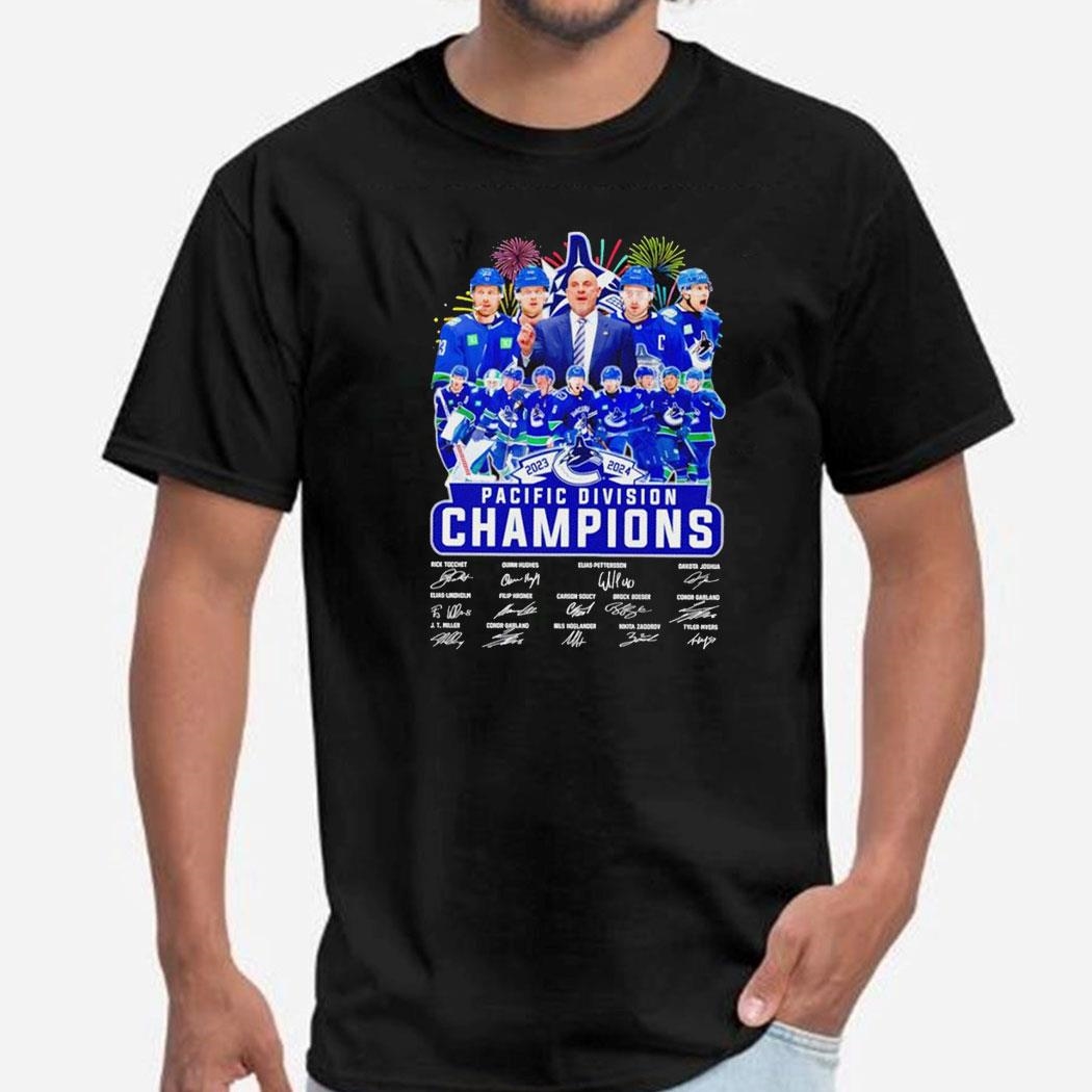 Vancouver Canucks Hockey Pacific Division Champions 2024 Signatures Shirt Hoodie