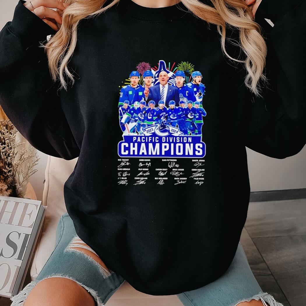 Vancouver Canucks Hockey Pacific Division Champions 2024 Signatures Shirt Hoodie