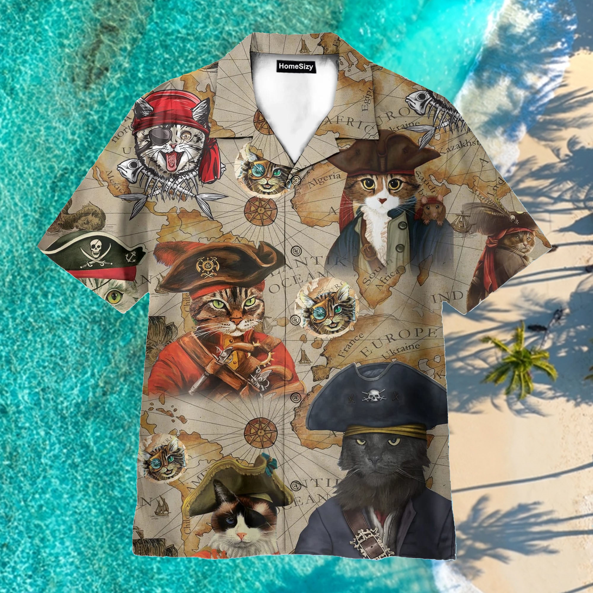 Amazing Pirate Cat Funny Aloha Hawaiian Shirt
