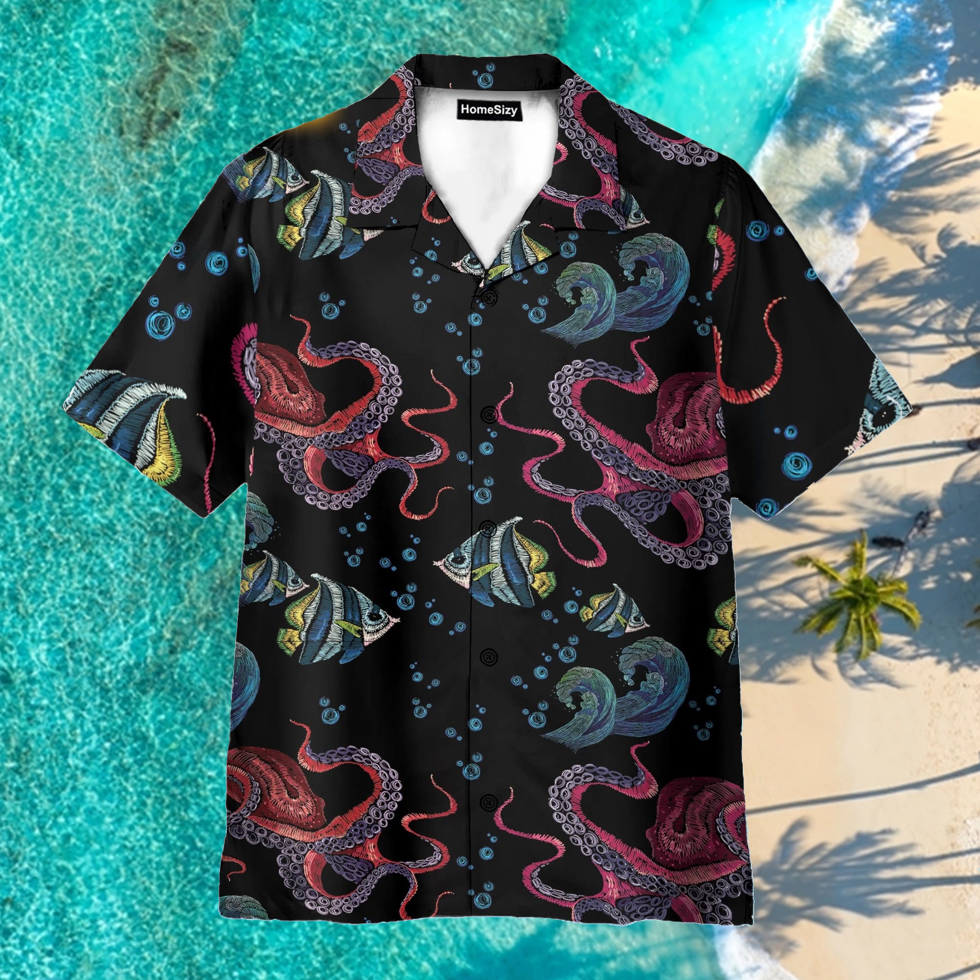 Octopus Colorful Black Hawaiian Shirt