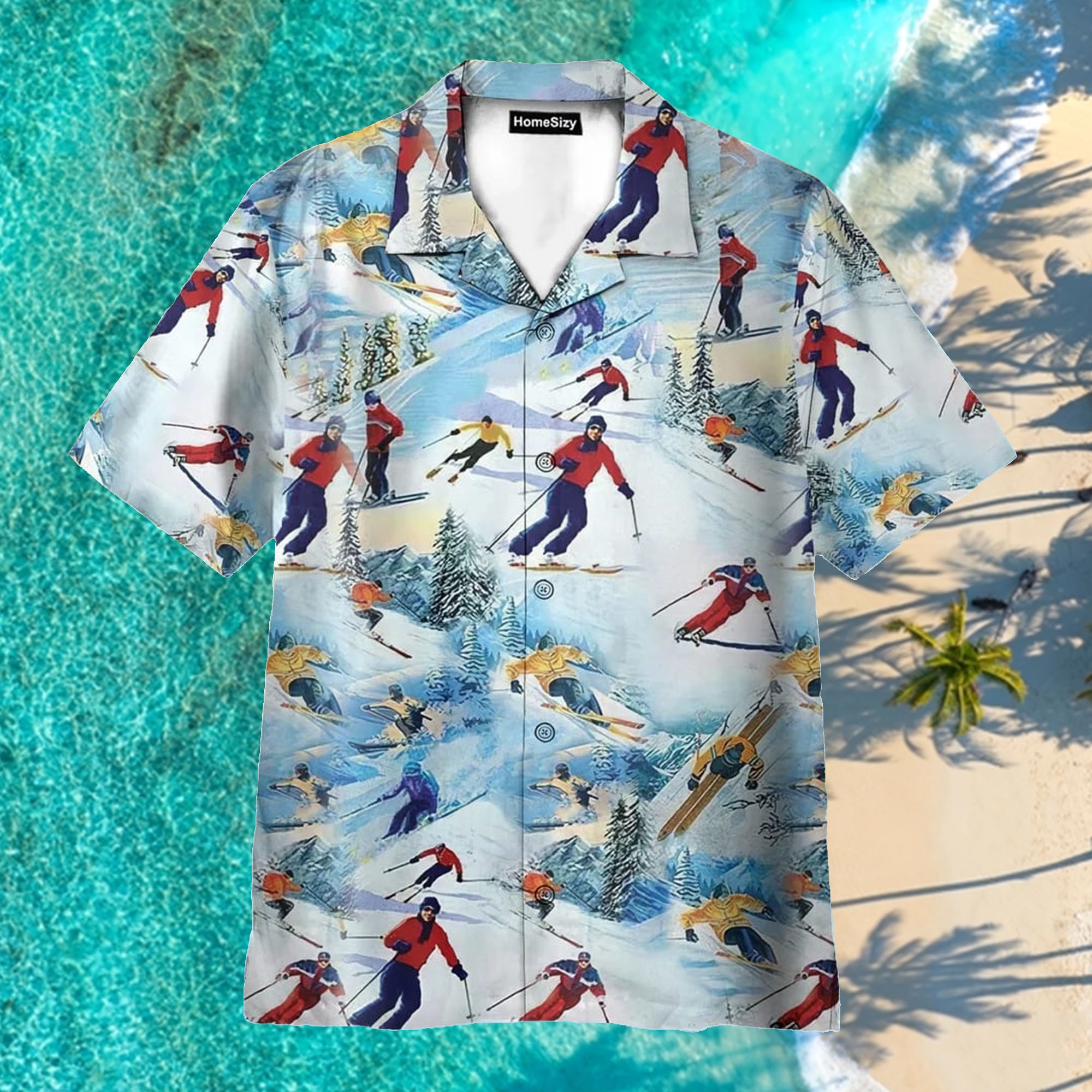 Skiing Men’s Aloha Hawaiian Shirt