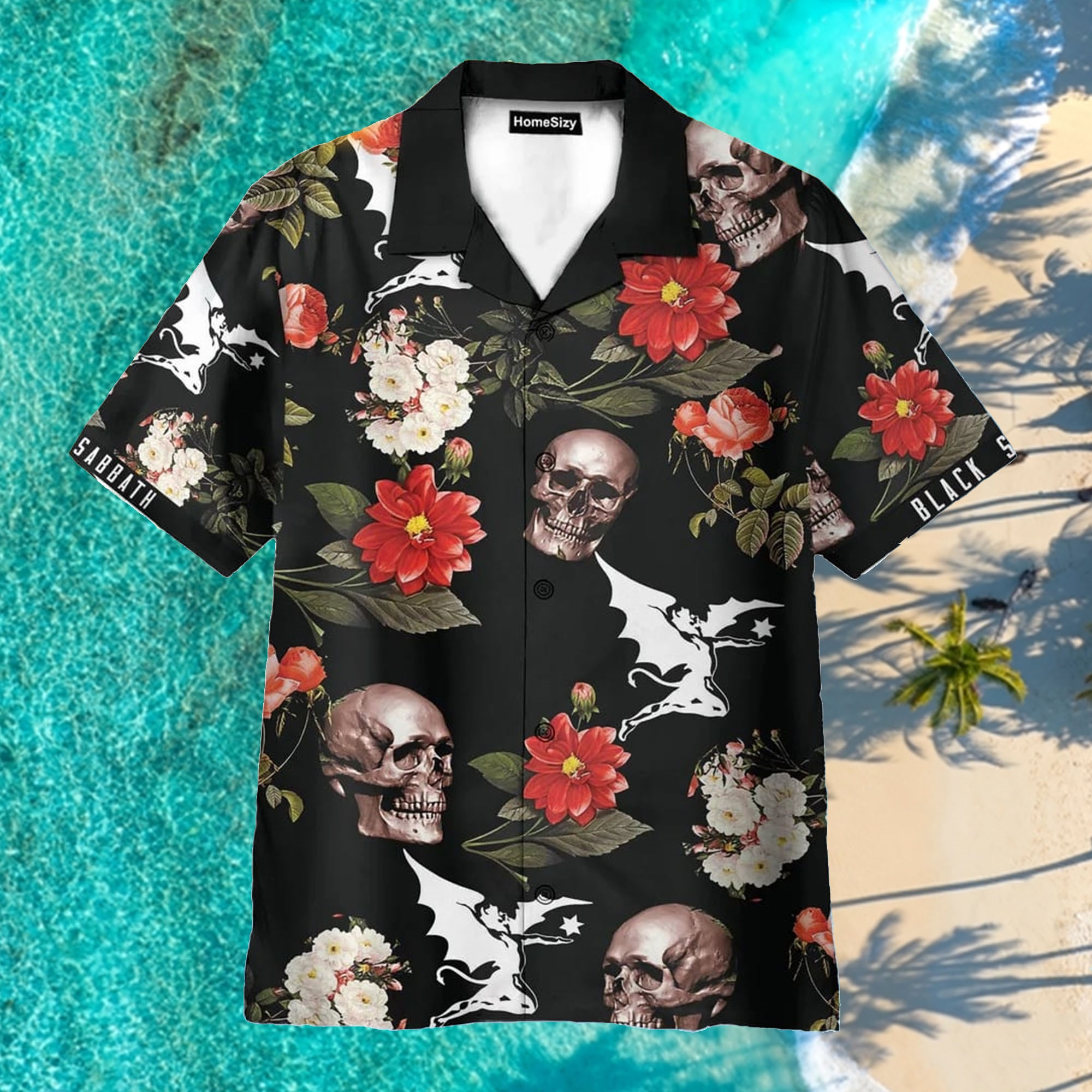 Skull Black Sabbath Black Aloha Hawaiian Shirt