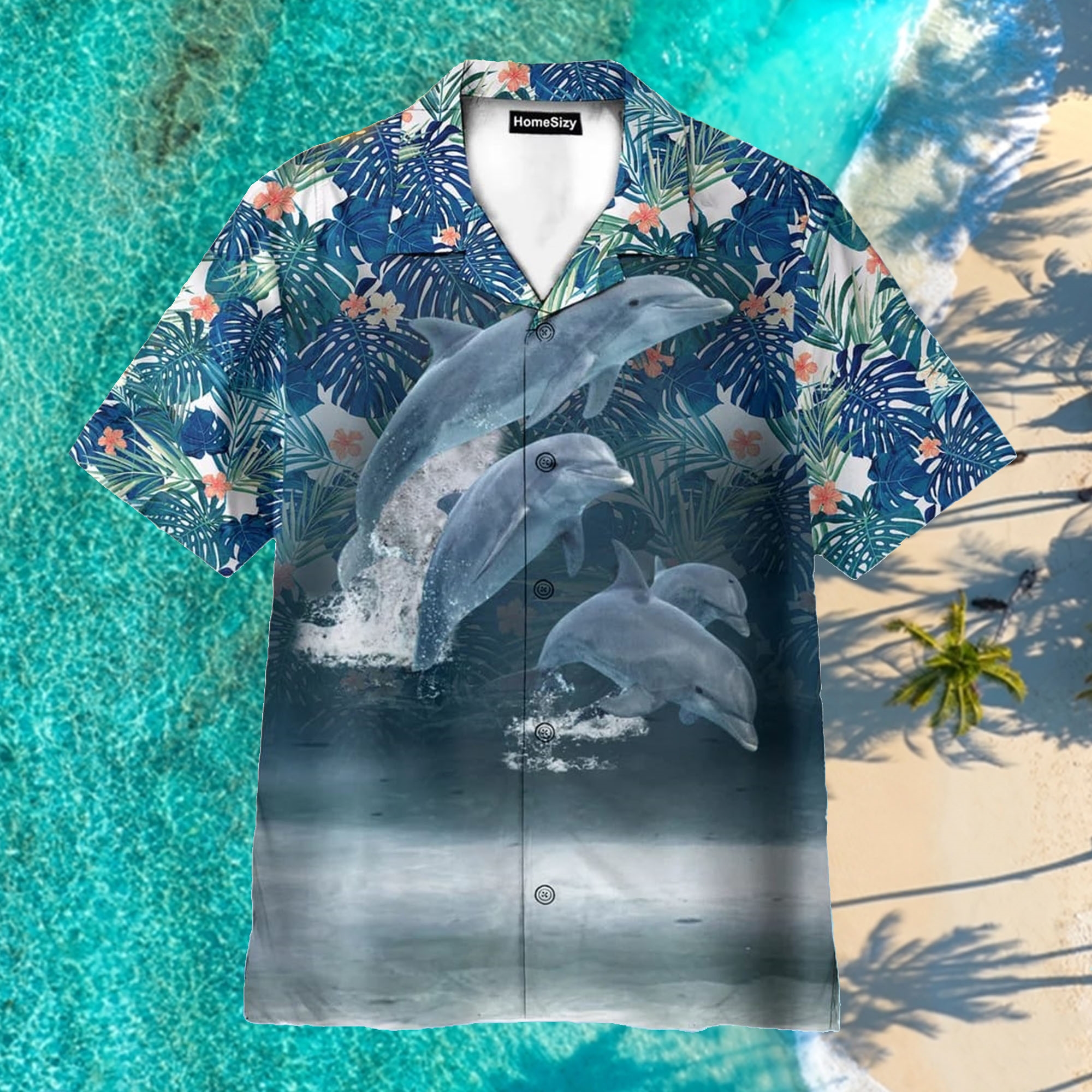 Tropical Wave Dolphin Aloha Hawaiian Shirt