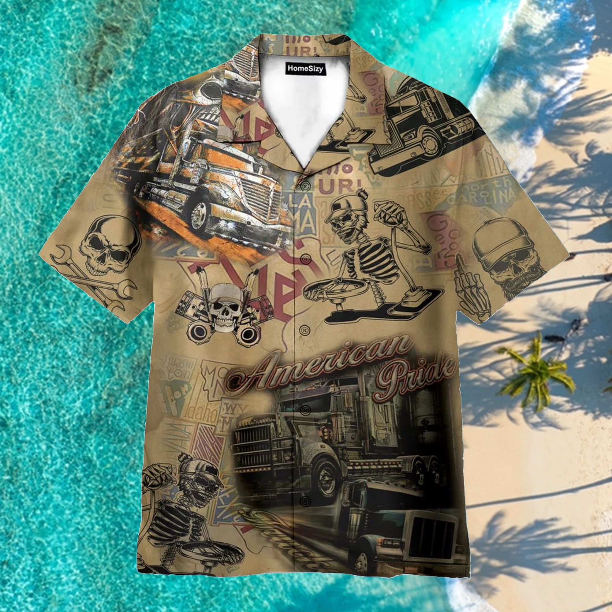 Trucks Amazing American Pride Aloha Hawaiian Shirt