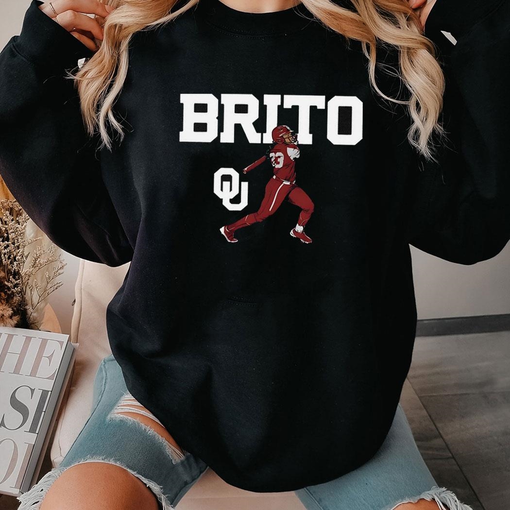 Alyssa Brito 33 Oklahoma Sooners Softball Slugger Swing Tee Ls Shirt