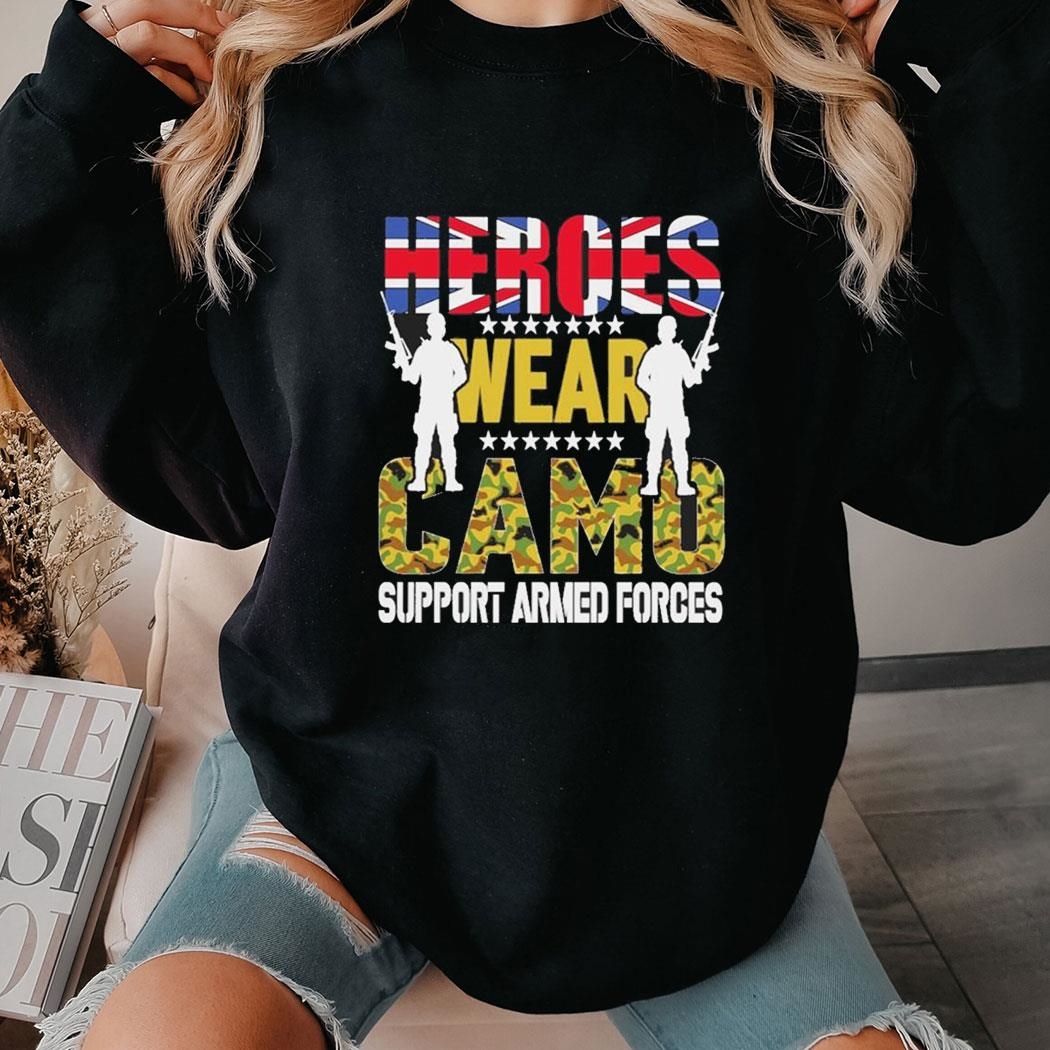 Heroes Wear Camo Support Armed Forces Day Uk T-shirt Ladies Tee