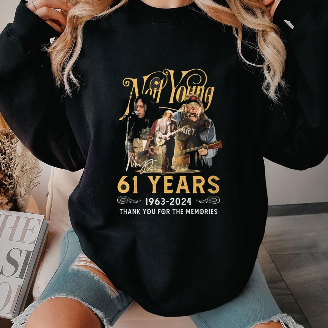 Neil Young 61 Years 1963-2024 Thank You For The Memories Tee Ls Shirt