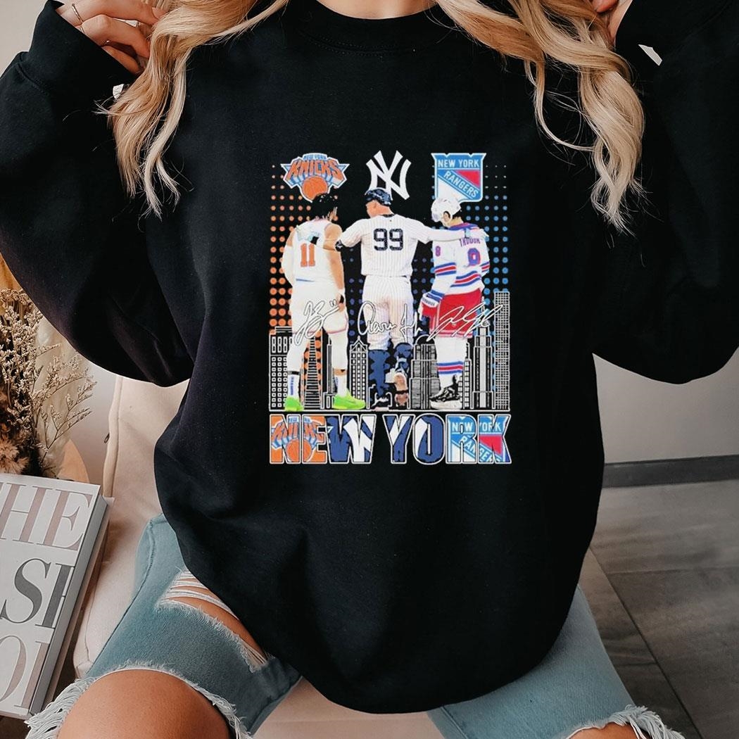 New York Knicks Jalen Brunson Ny Yankees Aaron Judge Ny Rangers Walt Tkaczuk T-shirt Ladies Tee