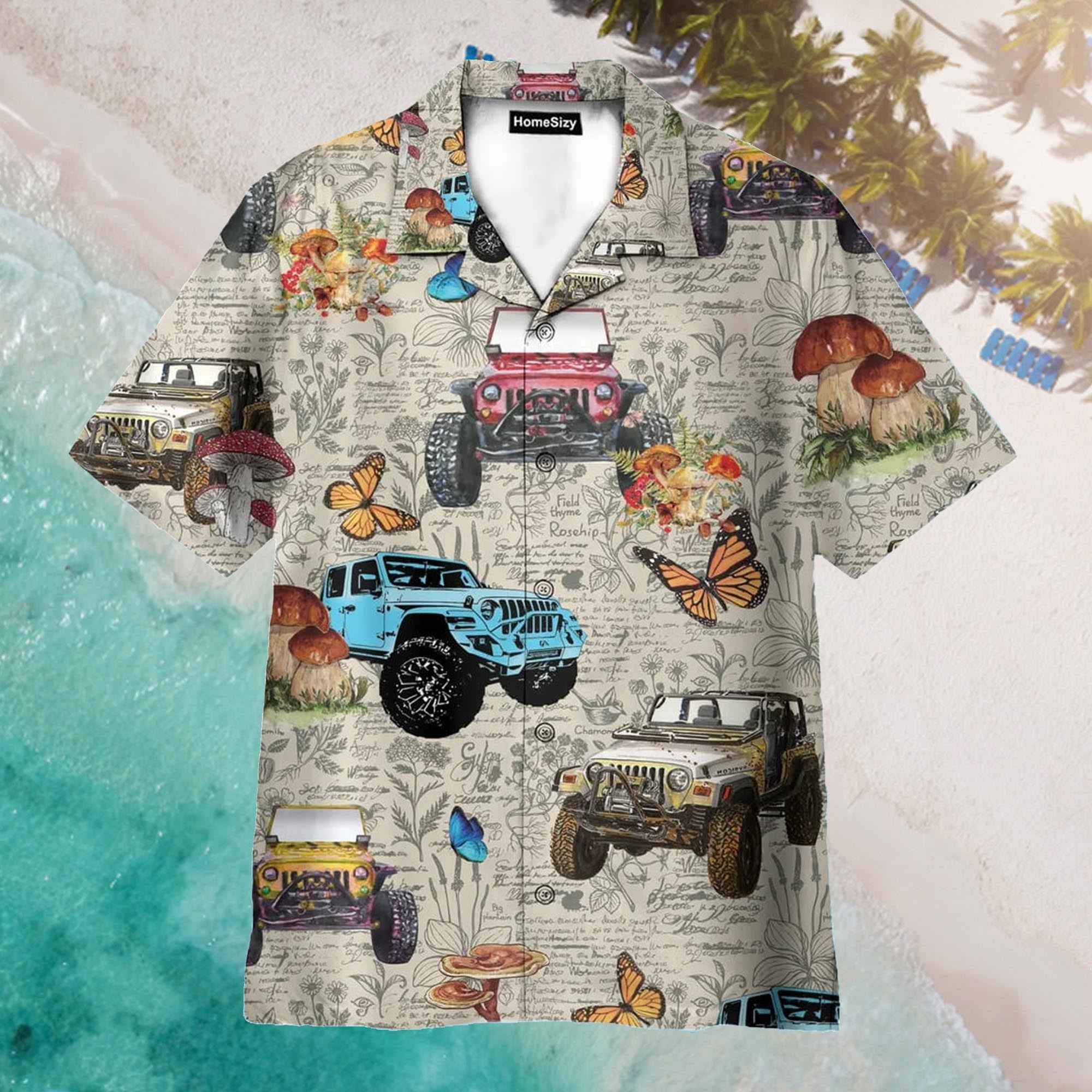 Jeep Car With Butterflies Aloha Hawaiian Shirt