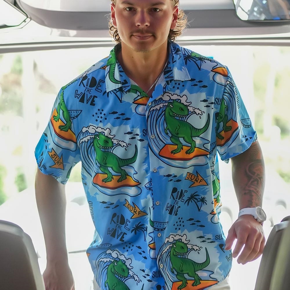 Jordan Beck Dinosaur Island Aloha Hawaiian Shirt