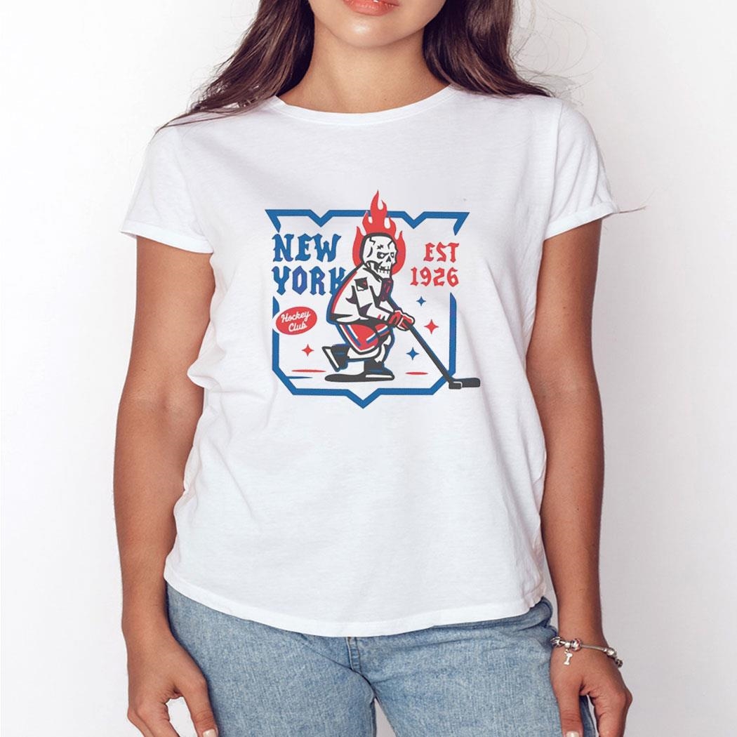New York Rangers Skull Hockey Club Est 1926 Shirt Ladies Tee