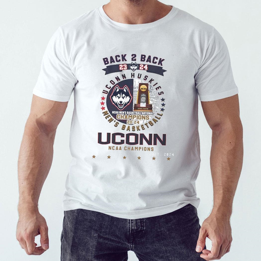 Uconn Huskies Back 2 Back Basketball National Champions 2024 Shirt Ladies Tee