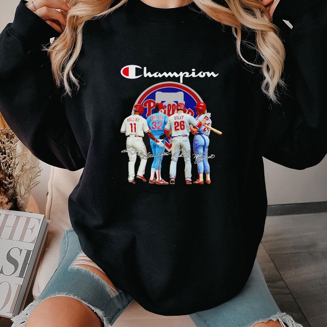 Philadelphia Phillies Jimmy Rollins Steve Carlton’s Chase Utley Champions Signatures Tee Hoodie