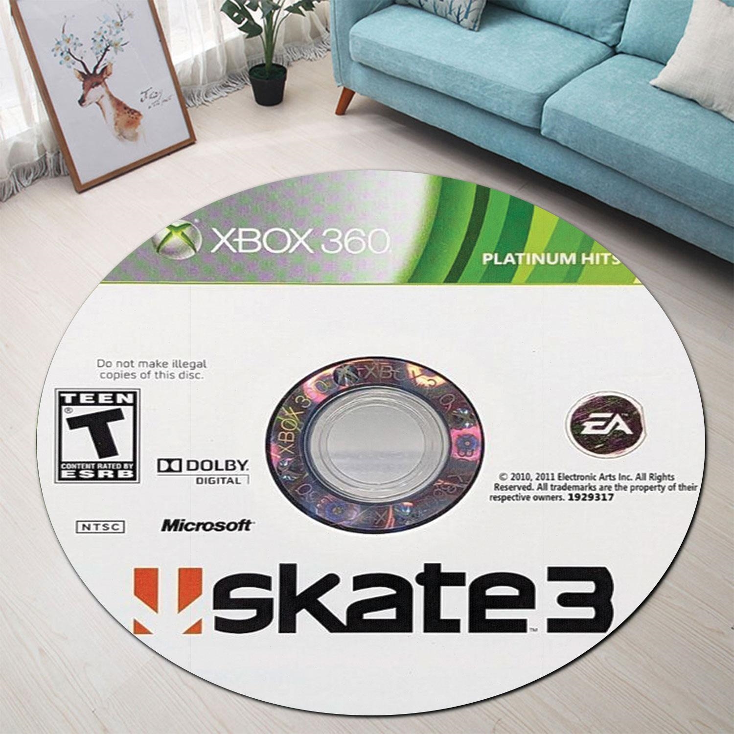 Skate 3 Custom Xbox 360 Disc Round Rug Carpet