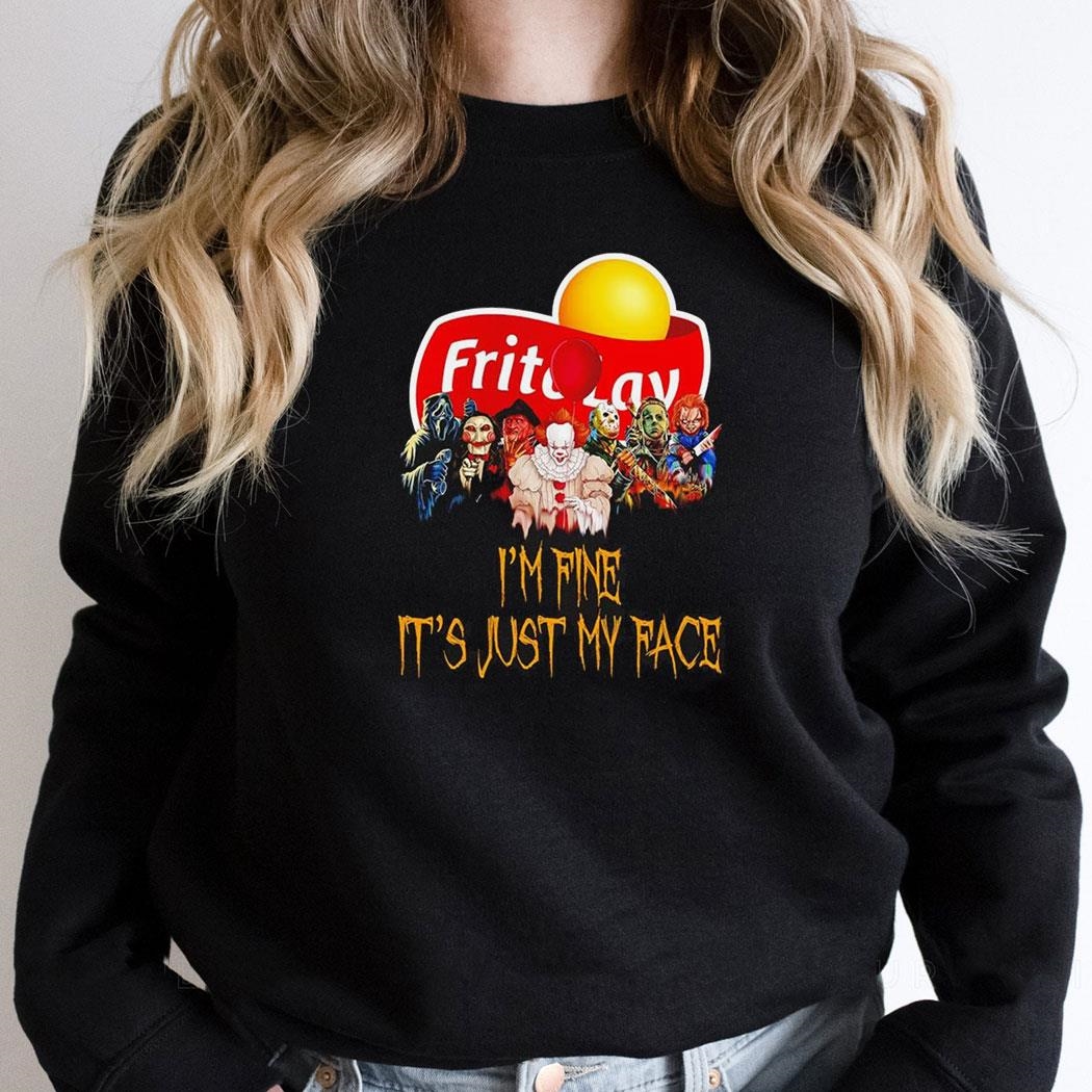 Horror Movie Characters Im Fine Its Just My Face Frito Lay Halloween 2024 Shirt