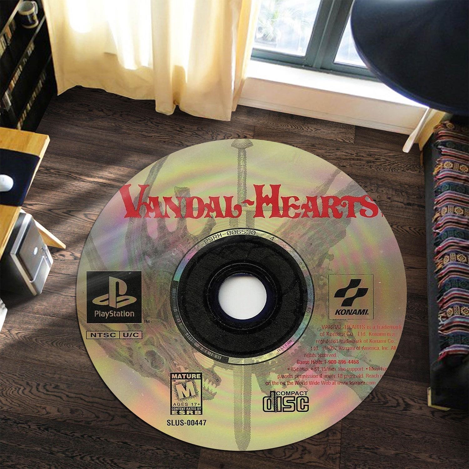 Vandal Hearts Playstation Disc Round Rug Carpet
