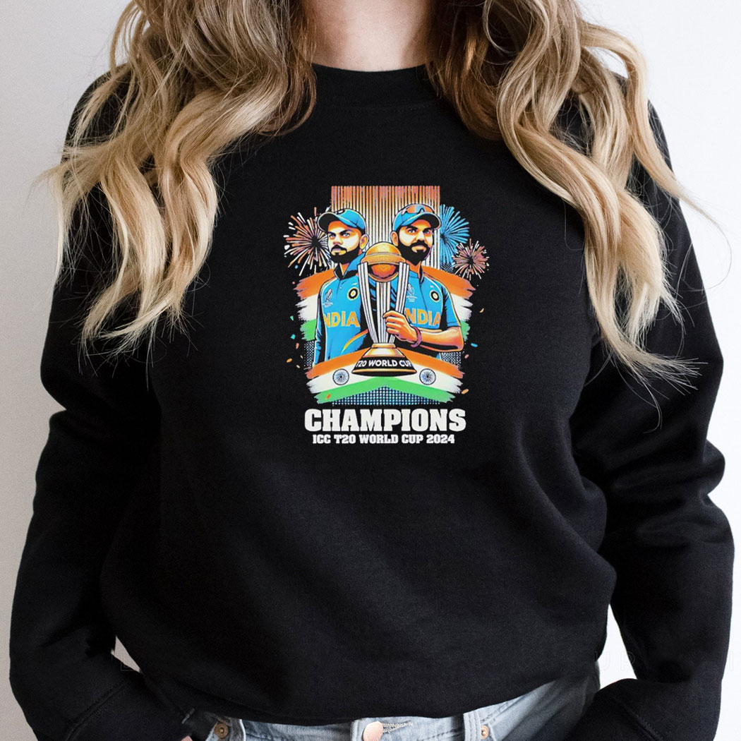 Virat Kohli And Rohit Sharma India Icc T 20 World Cup Champions 2024 Shirt Hoodie