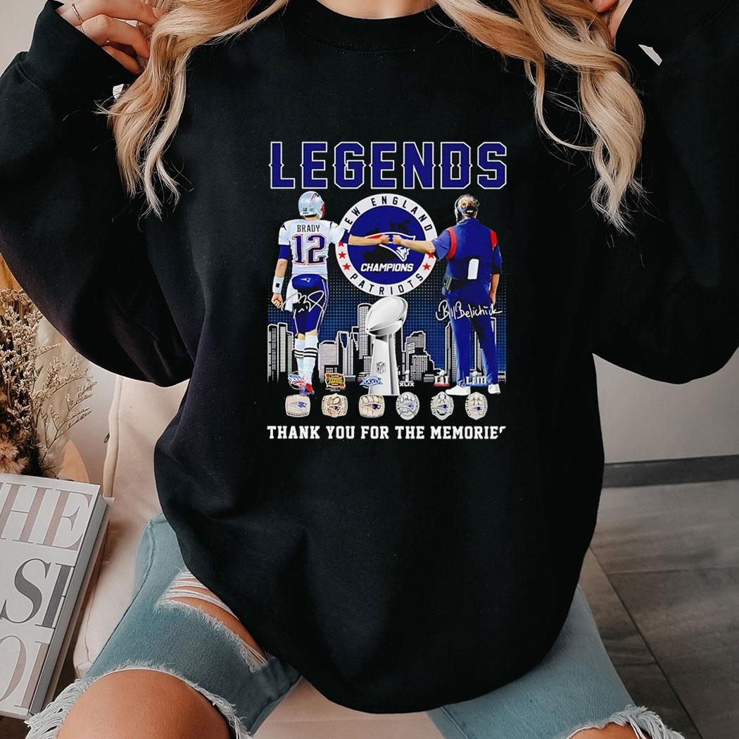 New England Patriots Tom Brady And Bill Belichick Legends Thank You For The Memories Signature Shirt