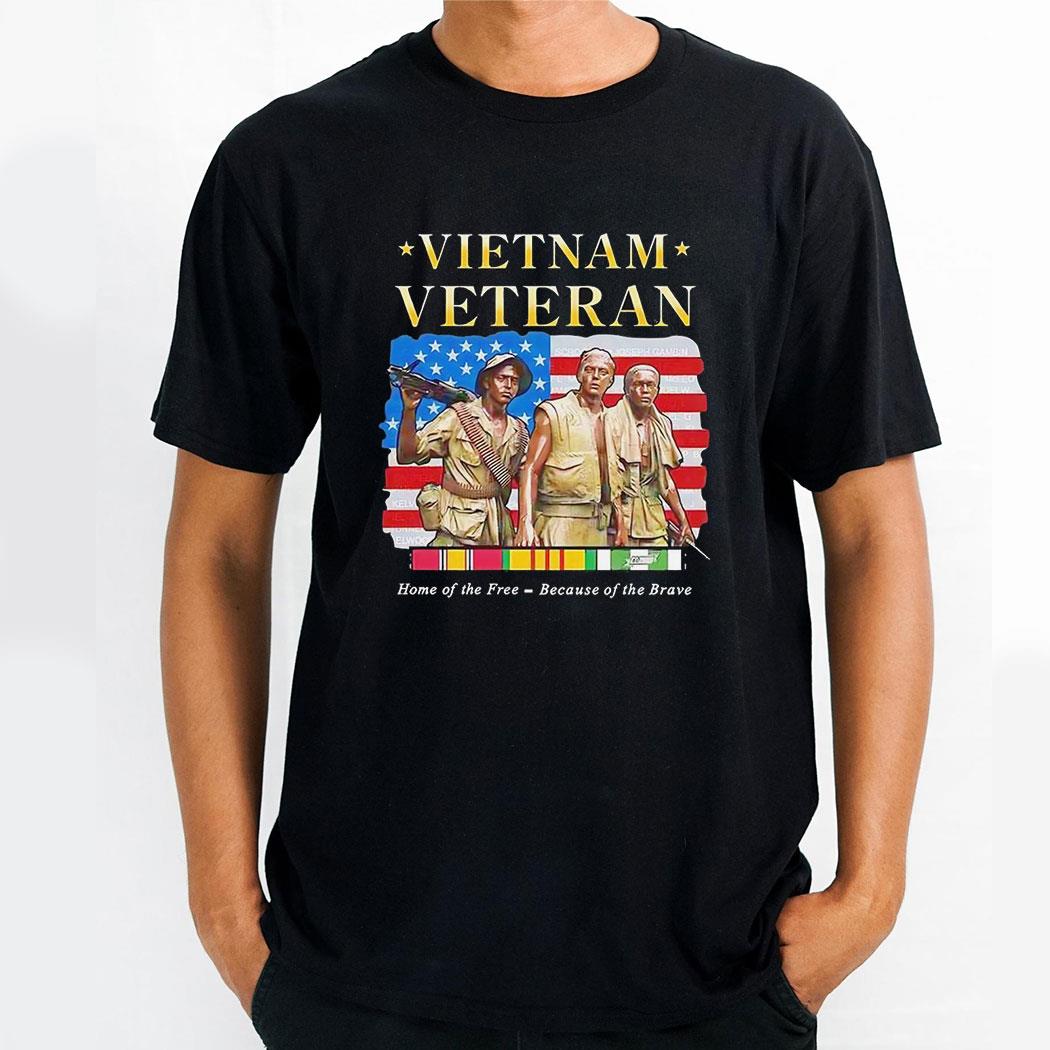 Vietnam Veteran Home Of The Free Because Of The Brave Usa Flag Shirt