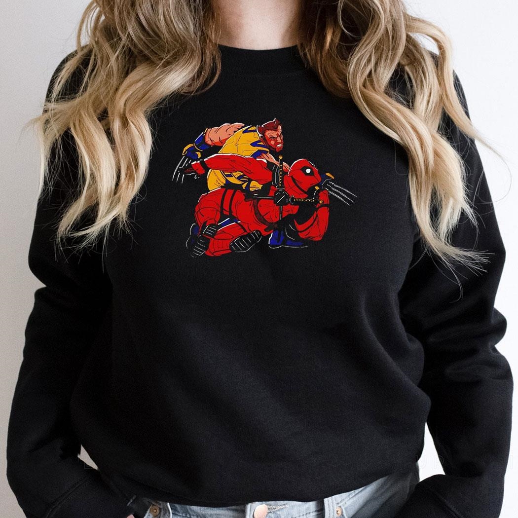 Wolverine Punches Deadpool Frank Millers Batman Punching Superman Shirt