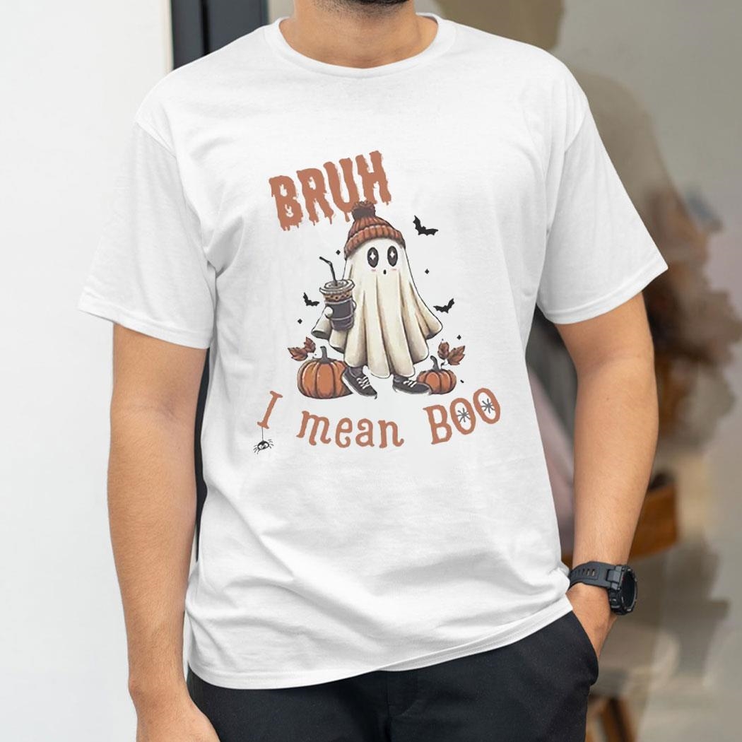 Halloween Bruh I Mean Boo Print Casual Shirt