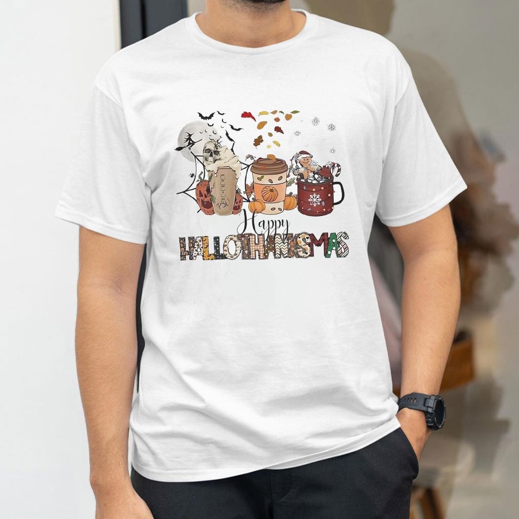 Happy Hallothanksmas Coffee With Pumpkins Shirt