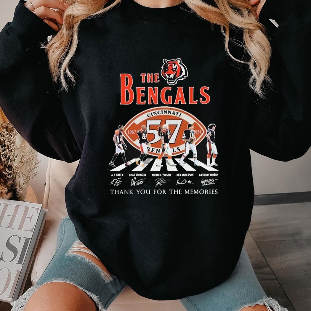 The Cincinnati Bengals 57 Years Signatures Thank You For The Memories Shirt