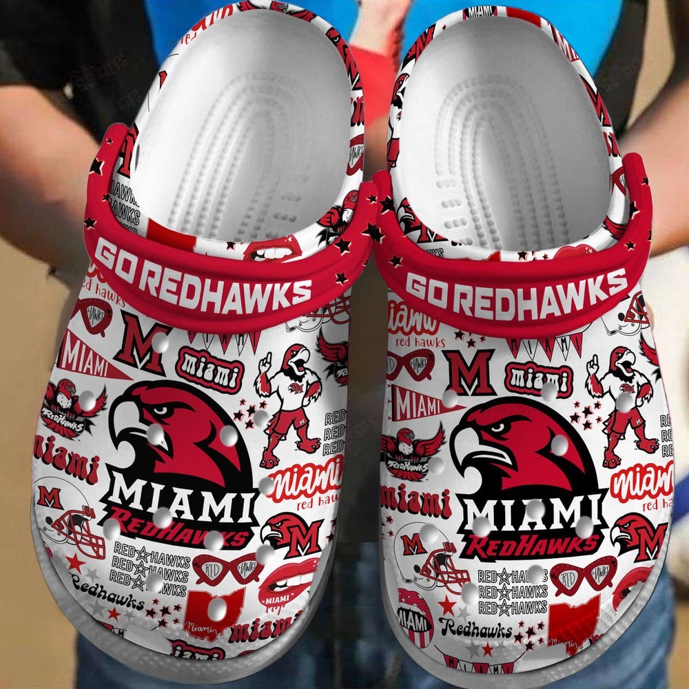 Miami Red Hawks Ncaa Sport Clogs Shoes For Adult And Kid