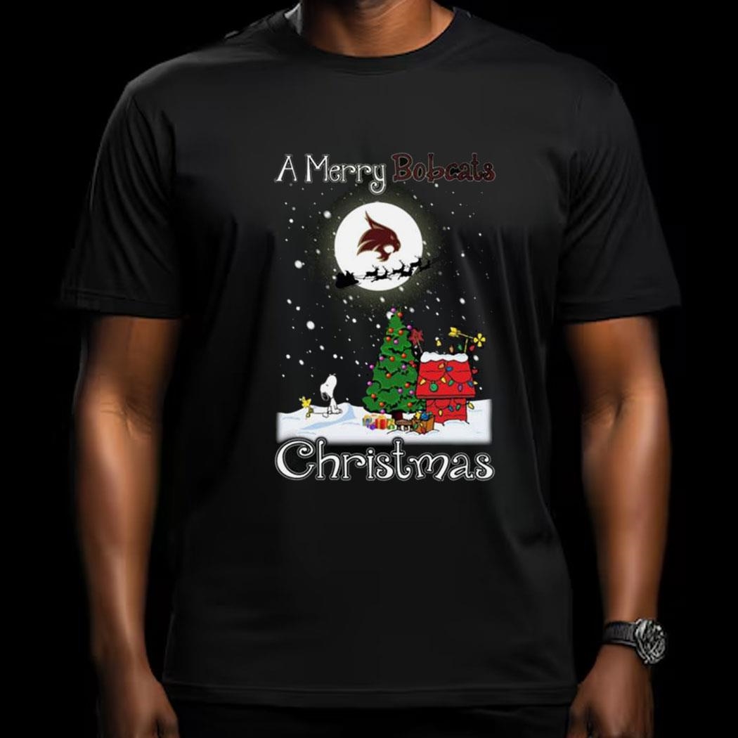 Texas State Bobcats Snoopy Merry Christmas Shirt