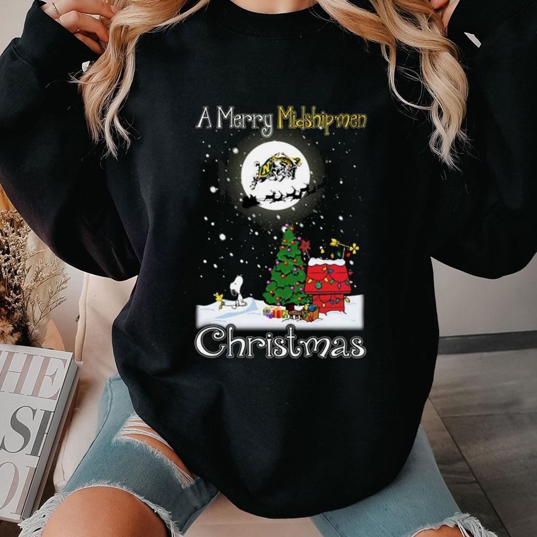 Navy Midshipmen Snoopy Merry Christmas Shirt