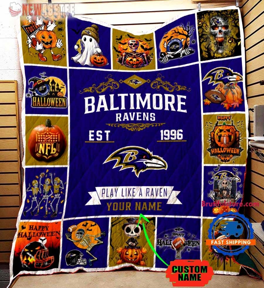 Buffalo Bills Football Skeleton Pumpkin Skull Halloween Quilt Fleece Blanket