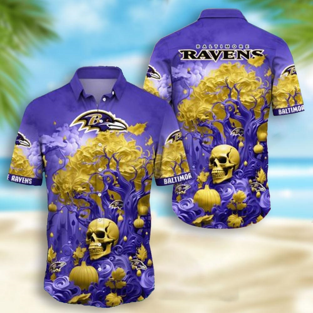 Atlanta Falcons Skull Pumpkin Halloween Hawaiian Shirt