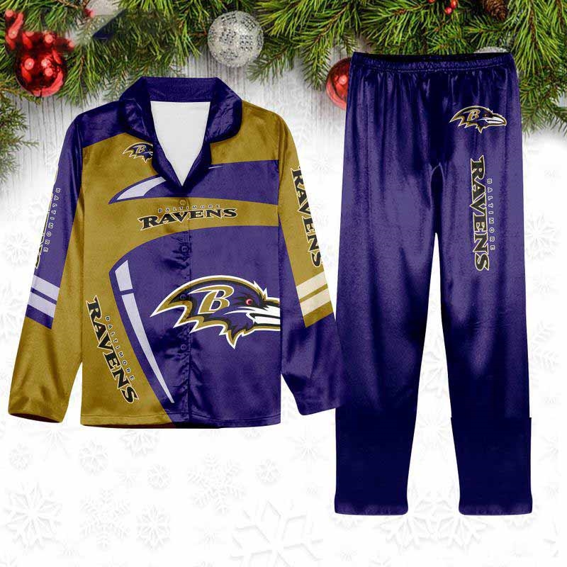 Baltimore Ravens Special Football Team Nfl Holiday Winter Satin Pajamas Set