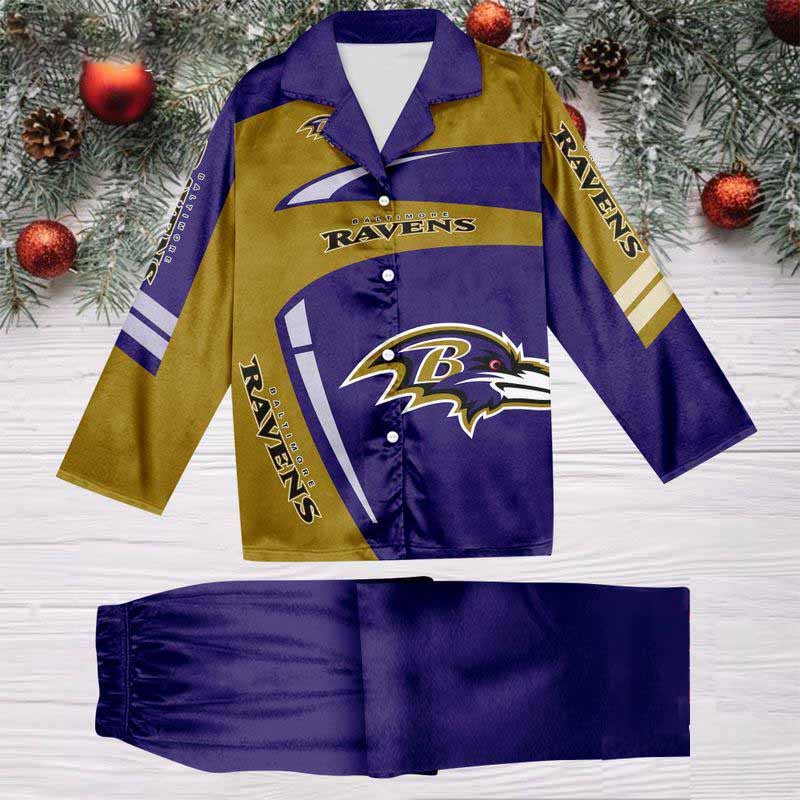 Baltimore Ravens Special Football Team Nfl Holiday Winter Satin Pajamas Set